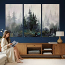 Misty Pine Forest Oil Painting Canvas — Dark Moody Teal Grey by MyGreatCanvas | Canvas Wall Art Prints | Photo Prints & Wall Decor