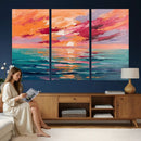 Bold Palette Knife Ocean Sunset Canvas — Orange Pink Teal by MyGreatCanvas | Canvas Wall Art Prints | Photo Prints & Wall Decor