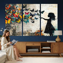 Banksy Butterfly Girl Wall Art Canvas Print, Framed Street by MyGreatCanvas | Canvas Wall Art Prints | Photo Prints & Wall Decor