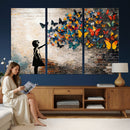 Banksy Graffiti Butterfly Girl Wall Art Canvas Print, Framed by MyGreatCanvas | Canvas Wall Art Prints | Photo Prints & Wall Decor
