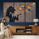 Urban Banksy Butterfly Girl Wall Art Canvas Print, Framed by MyGreatCanvas | Canvas Wall Art Prints | Photo Prints & Wall Decor