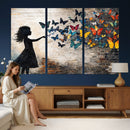 Banksy Butterfly Girl Wall Art Canvas Print, Framed Street by MyGreatCanvas | Canvas Wall Art Prints | Photo Prints & Wall Decor