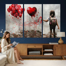 Girl Graffiti Wall Art Canvas Print, Red Balloon Heart by MyGreatCanvas | Canvas Wall Art Prints | Photo Prints & Wall Decor