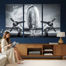 Propeller Plane Wall Art Canvas Print, Black and White by MyGreatCanvas | Canvas Wall Art Prints | Photo Prints & Wall Decor