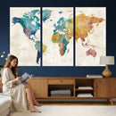 Watercolor World Map Canvas Wall Art Print – Abstract by MyGreatCanvas | Canvas Wall Art Prints | Photo Prints & Wall Decor
