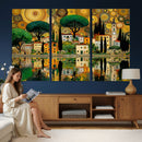 Gustav Klimt Golden Cityscape Wall Art Canvas Print,