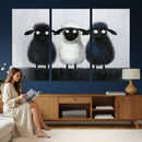Funny Sheep Canvas Wall Art, Three Quirky Sheep Painting Print, Cute Animal Nursery Decor, Black White Navy Farmhouse Art, Kids Room Gift by MyGreatCanvas | Canvas Wall Art Prints | Photo Prints & Wall Decor