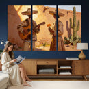 Mexican Couple Canvas Wall Art, Romantic Serenade Guitar Painting Print, Southwestern Desert Adobe Decor, Warm Golden Folk Art, Living Room Art by MyGreatCanvas | Canvas Wall Art Prints | Photo Prints & Wall Decor