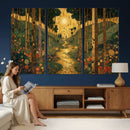Gustav Klimt Style Forest Canvas Wall Art, Golden Forest Path Floral Art Nouveau Print, Enchanted Woodland Decor by MyGreatCanvas | Canvas Wall Art Prints | Photo Prints & Wall Decor