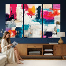 Blue Teal Abstract Canvas Wall Art, Modern Textured Painting Print, Navy Orange White Contemporary Art, Neutral Living Room Decor, Office Art by MyGreatCanvas | Canvas Wall Art Prints | Photo Prints & Wall Decor