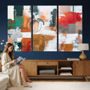 Blue Teal Abstract Canvas Wall Art, Modern Textured Painting Print, Navy Orange White Contemporary Art, Neutral Living Room Decor, Office Art by MyGreatCanvas | Canvas Wall Art Prints | Photo Prints & Wall Decor