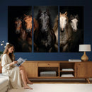 Horse Wall Art Canvas Print, Wild Horses Portrait Photography, Dramatic Equestrian Decor, Black Brown White Horse Herd, Rustic Ranch Art by MyGreatCanvas | Canvas Wall Art Prints | Photo Prints & Wall Decor