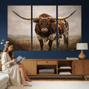 Texas Longhorn Wall Art Canvas Print – Brown Horned Bull