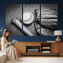 Vintage Baseball Glove and Bat Sports Wall Art Canvas,