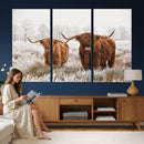 Longhorn Cattle Wall Art Canvas Print, Framed Farmhouse