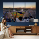 Dodger Stadium Sunset Game Triple Canvas Wall Art - Los