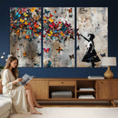 Banksy Wall Art - Banksy Girl and Butterfly Explosion Wall