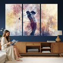 Abstract Watercolor Golf Player Wall Art Canvas Print