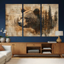Rustic Grizzly Bear Wall Art, Abstract Grizzly 399 Bear Wall