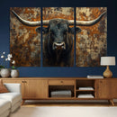 Longhorn Texas Cow Bull Wall Art | Rustic Farmhouse Canvas by MyGreatCanvas | Canvas Wall Art Prints | Photo Prints & Wall Decor