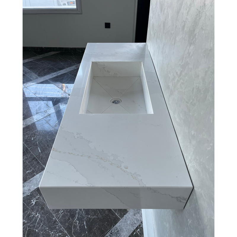 Calacatta Gold Engineered Quartz Kitchen Sink - Luxury Handcrafted Premium Design, photo 3 of 12