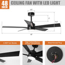 48" DC Motor 5 Blades Modern Downrod Mount Ceiling Fan