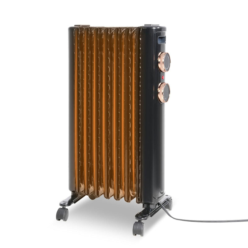 1500W Portable Electric Radiator Oil Filled Heater With 3 Heating Modes, Adjustable Thermostat, Black