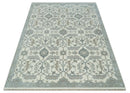 Custom Made Hand Knotted Ivory and Silver Oriental Oushak Multi Size Traditional Wool Area Rug, Living Room and Bedroom Rug