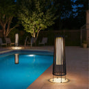 2 Piece Solar Powered Lantern Wicker Solar Patio Lamp Black by JHY DESIGN