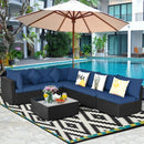 7 Pieces Sectional Wicker Furniture Sofa Set with Tempered Glass Top-Red by LJGDeals