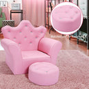 Children Upholstered Princess Sofa with Ottoman and Diamond Decoration for Boys and Girls by LJGDeals