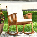 Outdoor Acacia Wood Rocking Chair with Detachable Washable Cushions by LJGDeals