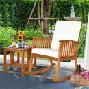 2 Pieces Acacia Wood Patio Rocking Chair Table Set by LJGDeals