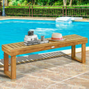 52 Inch Acacia Wood Dining Bench with Slatted Seat by LJGDeals