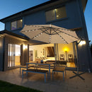 10 Feet 360° Rotation Solar Powered LED Patio Offset Umbrella without Weight Base-Gray by LJGDeals