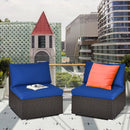 2 Pieces Patio Rattan Armless Sofa Set with 2 Cushions and 2 Pillows by LJGDeals