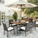 7Pcs Patio Rattan Cushioned Dining Set with Umbrella Hole by LJGDeals
