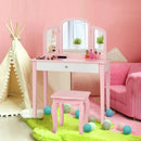 Kids Princess Make Up Dressing Table with Tri-folding Mirror and Chair by LJGDeals