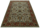 Traditional Heriz Design Beige And Brown  6x9 Hand Knotted Wool Area Rug