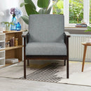 Solid Rubber Wood Fabric Accent Armchair by LJGDeals