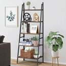 5 Tier Leaning Bookshelf Wood Metal Bookcase by LJGDeals