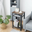 3-Tier Industrial End Table with Metal Mesh Storage Shelves by LJGDeals