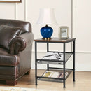 3-Tier Industrial End Table with Mesh Shelves and Adjustable Shelves by LJGDeals