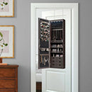 5 LEDs Lockable Mirror Jewelry Cabinet Armoire with 6 Drawers-Brown by DirectDeals