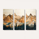 Rustic Wood Mountain Wall Art Print | Triptych Giclee Print