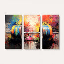 Weightlifting Barbell Art Triptych, Bold Abstract Fitness