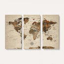 Vintage World Map Wall Art Canvas Print for Living Room,