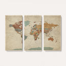Vintage World Map Canvas Wall Art Print – Framed Modern