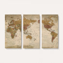 Vintage Detailed World Map Wall Art Canvas Print – Antique