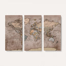 Grunge World Map Canvas Wall Art - Vintage Aged World Map